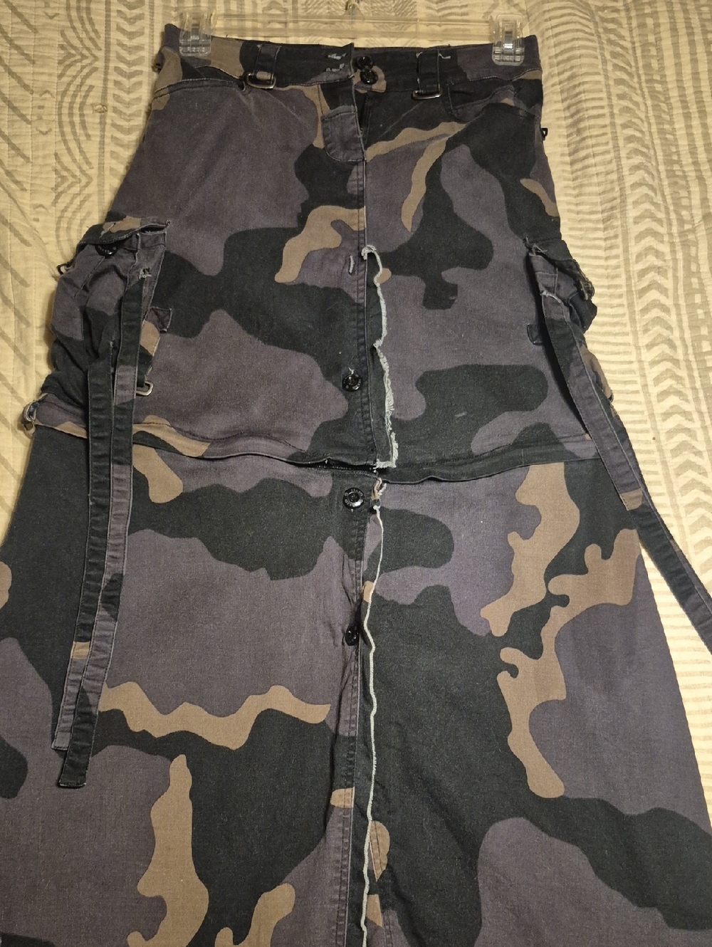 Illig Camo Zip off rave maxi mini skirt